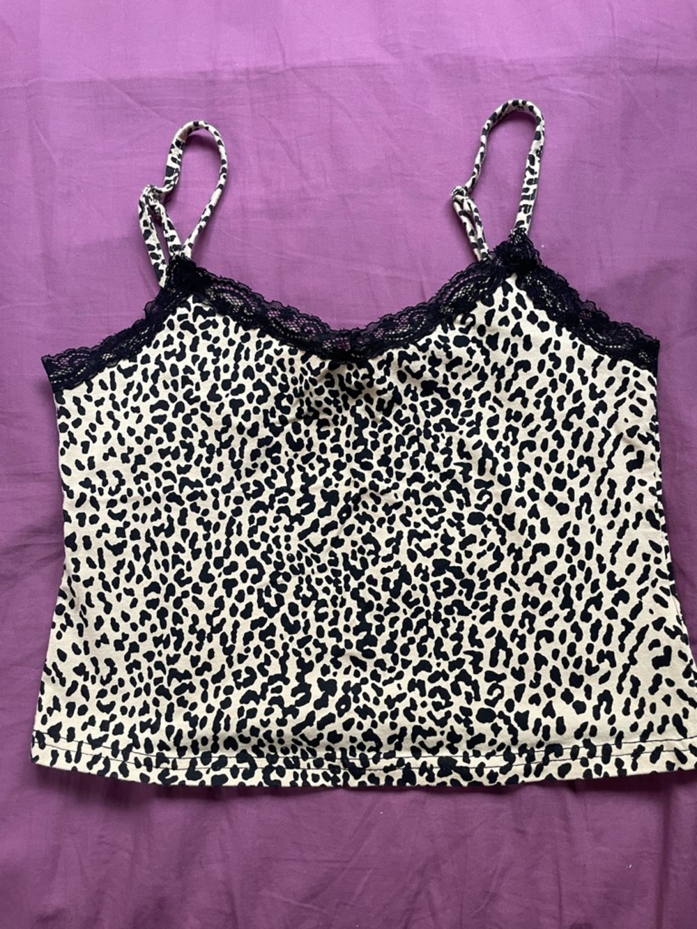 Edikted Cream Leopard Print Lace Trim Cami Tank Top